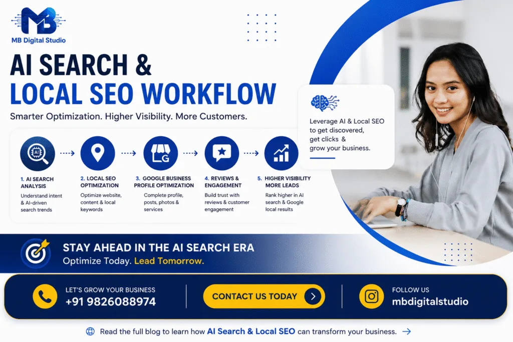 AI Search optimization workflow for Local SEO and Google Business Profile Ye SEO-friendly Image Title + Description hain jo blog ke liye optimize kiye gaye hain.