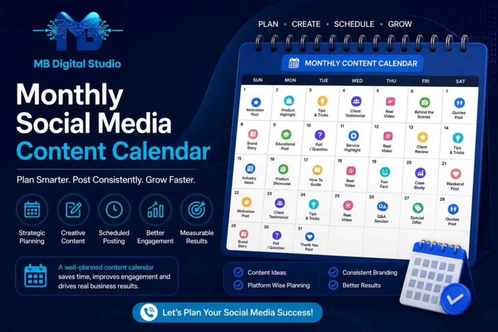 Monthly social media content planning for business marketing