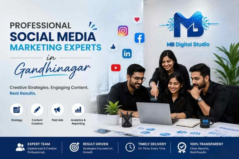 Professional social media marketing experts working on digital campaigns in Gandhinagar
