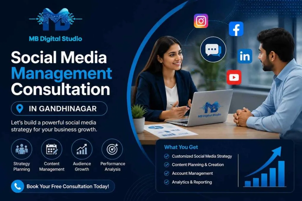 Social media management company in Gandhinagar discussing digital marketing strategy