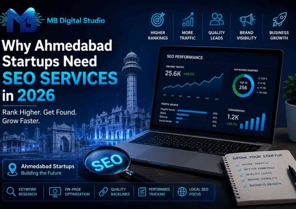 Startup founder planning SEO marketing strategy for business growth in Ahmedabad